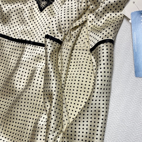 Nine West Camisole Tank Silk Lace Sequins Polka Dots Zipper Black Cream Size 8 - Picture 8 of 13